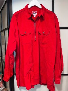 Vintage Marlboro Unlimited Red Corduroy Half Zip Pullover Shirt Size XL